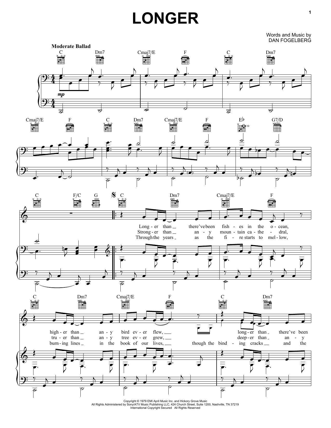 Download Dan Fogelberg Longer sheet music and printable PDF score & Folk music notes