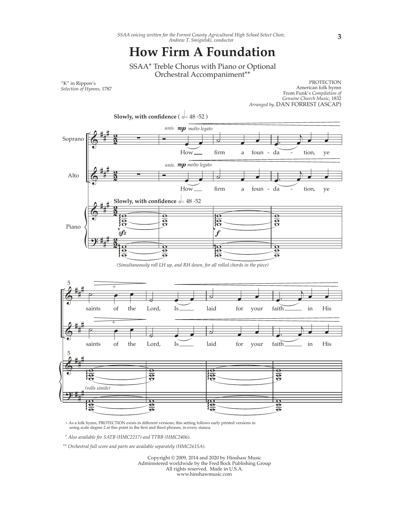 Preview Dan Forrest How Firm A Foundation Hymn sheet music, notes and chords for SSAA Choir, SKU: 460016 Download Dan Forrest How Firm A Foundation sheet music and printable PDF score & Hymn music notes