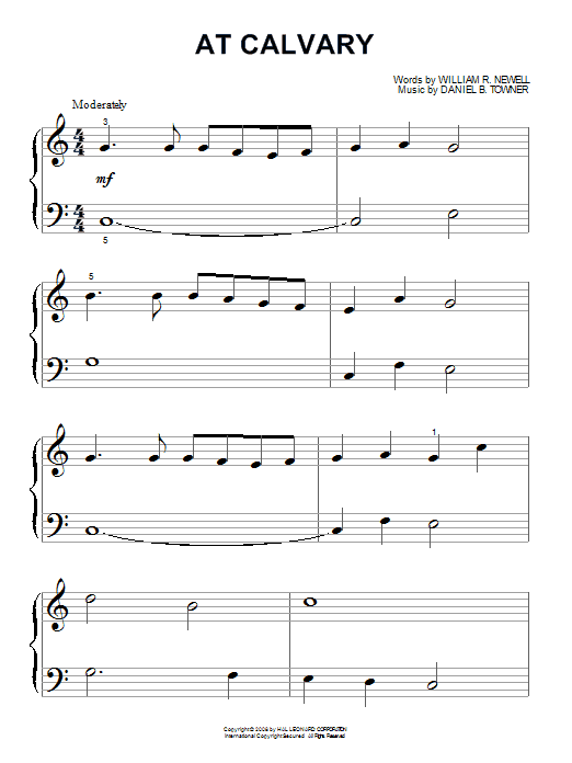 Preview Daniel B. Towner At Calvary Folk sheet music, notes and chords for Lyrics & Chords, SKU: 82356 Download Daniel B. Towner At Calvary sheet music and printable PDF score & Folk music notes