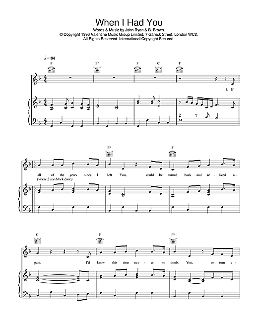 Preview Daniel O'Donnell When I Had You Easy Listening sheet music, notes and chords for Piano, Vocal & Guitar (Right-Hand Melody), SKU: 17424 sheet music, piano notes, chords, guitar tabs, score, transpose, transcribe, how to play, guide, download, learn, tutorial, progression, song, artist, awards, billboard, mtv, vh1, tour, single, album, release