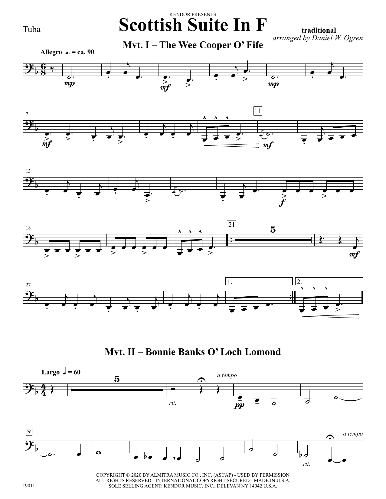 Download Daniel W. Ogren Scottish Suite In F - Tuba sheet music and printable PDF score & Concert music notes