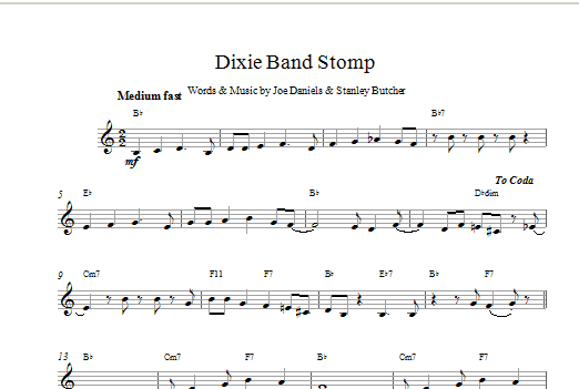 Download Joe Daniels Dixie Band Stomp sheet music and printable PDF score & Jazz music notes