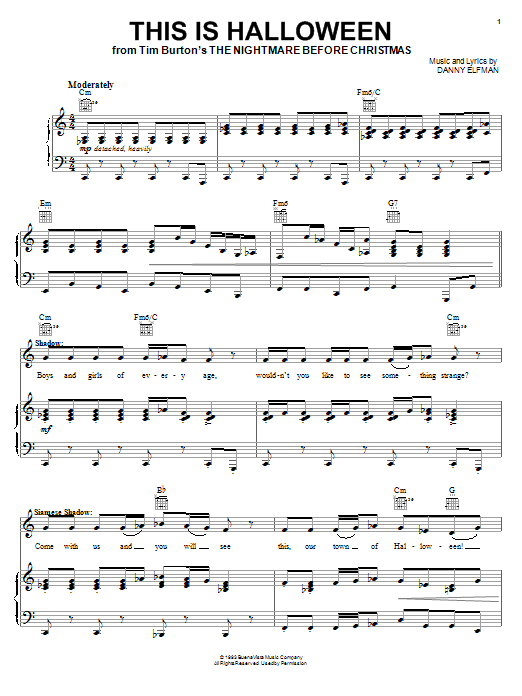 This Is Halloween From The Nightmare Before Christmas Sheet Music Notes Danny Elfman Chords Download Holiday Notes Easy Guitar With Tab Pdf Printable 161097