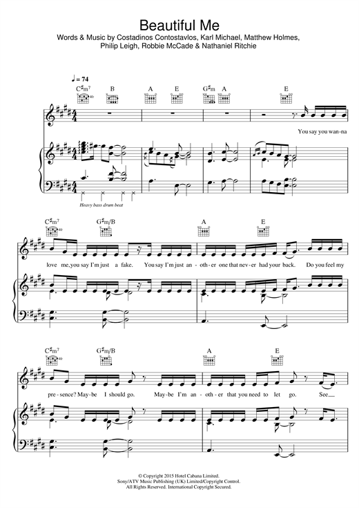 Preview Dappy Beautiful Me Pop sheet music, notes and chords for Piano, Vocal & Guitar (Right-Hand Melody), SKU: 120967 sheet music, piano notes, chords, guitar tabs, score, transpose, transcribe, how to play, guide, download, learn, tutorial, progression, song, artist, awards, billboard, mtv, vh1, tour, single, album, release