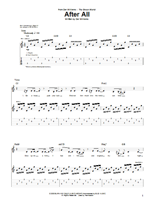 Preview Dar Williams After All Pop sheet music, notes and chords for Guitar Tab, SKU: 52047 Download Dar Williams After All sheet music and printable PDF score & Pop music notes