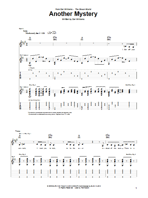 Preview Dar Williams Another Mystery Pop sheet music, notes and chords for Guitar Tab, SKU: 52046 Download Dar Williams Another Mystery sheet music and printable PDF score & Pop music notes