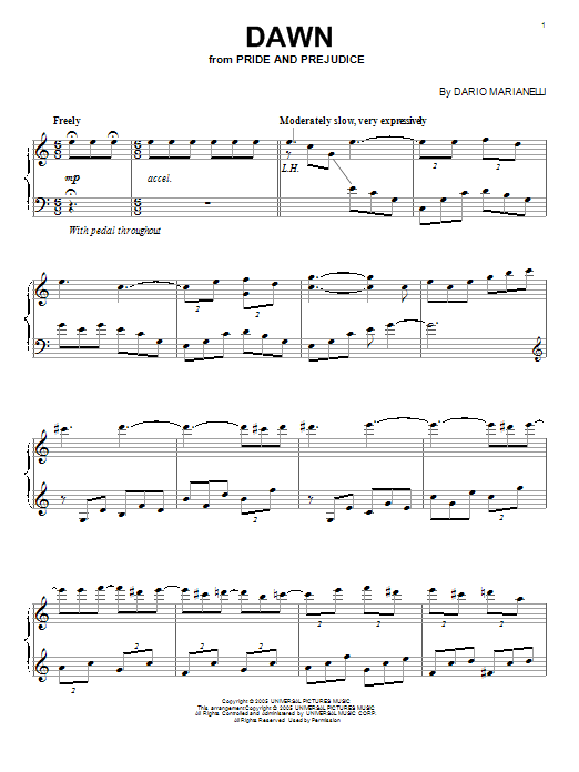 Preview Dario Marianelli Dawn Pop sheet music, notes and chords for Educational Piano, SKU: 70111 Download Dario Marianelli Dawn sheet music and printable PDF score & Pop music notes