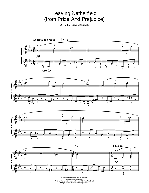 Download Dario Marianelli Leaving Netherfield sheet music and printable PDF score & Film and TV music notes