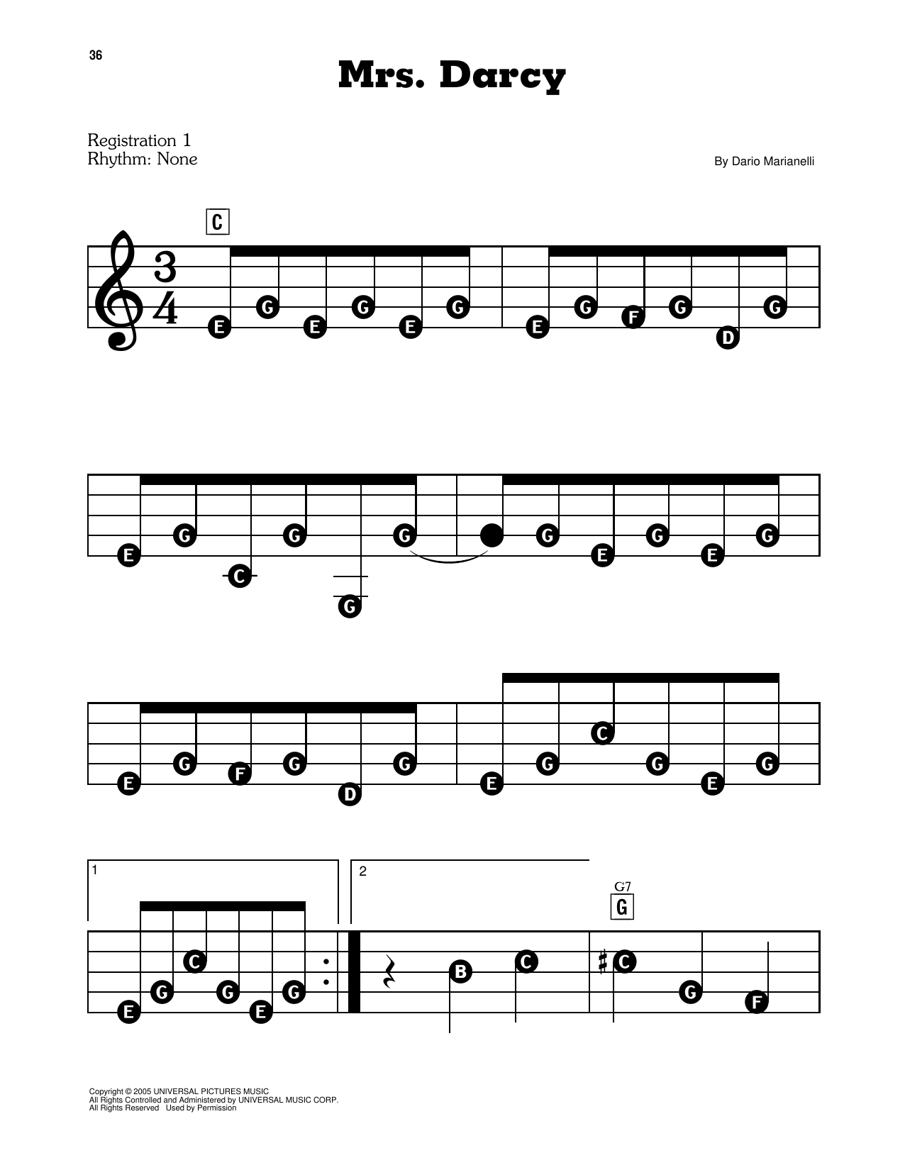 Download Dario Marianelli Mrs. Darcy sheet music and printable PDF score & Film and TV music notes