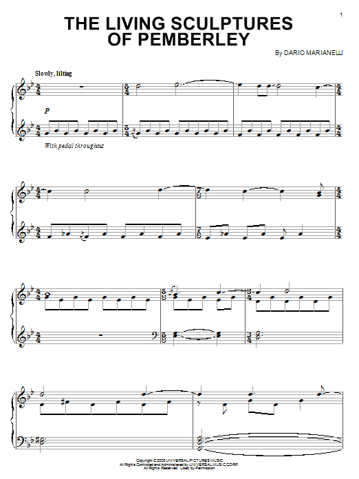 Preview Dario Marianelli The Living Sculptures Of Pemberley Film and TV sheet music, notes and chords for Easy Piano, SKU: 55325 sheet music, piano notes, chords, guitar tabs, score, transpose, transcribe, how to play, guide, download, learn, tutorial, progression, song, artist, awards, billboard, mtv, vh1, tour, single, album, release