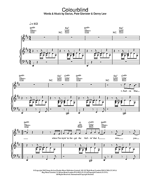 Preview Darius Colourblind Pop sheet music, notes and chords for Saxophone, SKU: 101362 sheet music, piano notes, chords, guitar tabs, score, transpose, transcribe, how to play, guide, download, learn, tutorial, progression, song, artist, awards, billboard, mtv, vh1, tour, single, album, release