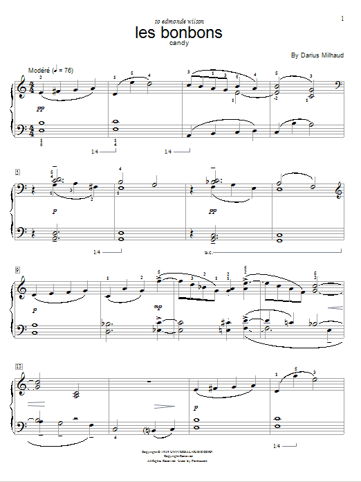 Preview Darius Milhaud Candy Classical sheet music, notes and chords for Educational Piano, SKU: 76214 Download Darius Milhaud Candy sheet music and printable PDF score & Classical music notes