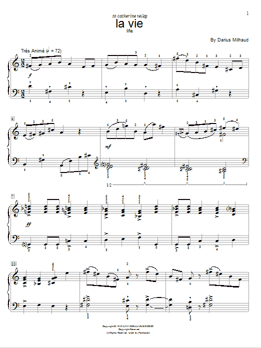 Download Darius Milhaud Life sheet music and printable PDF score & Classical music notes
