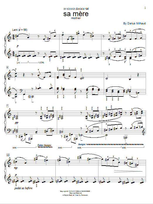 Preview Darius Milhaud Mother Classical sheet music, notes and chords for Educational Piano, SKU: 76224 Download Darius Milhaud Mother sheet music and printable PDF score & Classical music notes