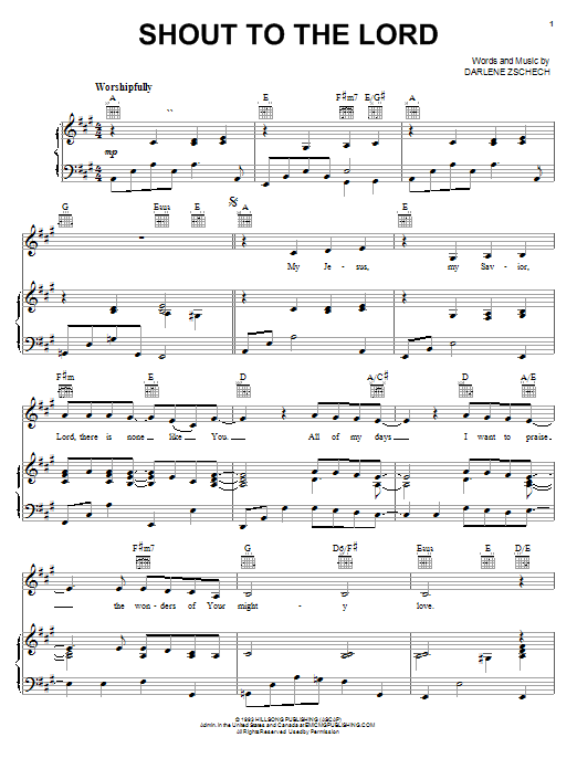 Download Darlene Zschech Shout To The Lord sheet music and printable PDF score & Pop music notes
