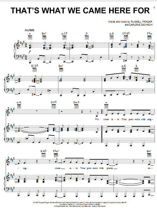 Preview Darlene Zschech That's What We Came Here For Pop sheet music, notes and chords for Piano, Vocal & Guitar (Right-Hand Melody), SKU: 51187 sheet music, piano notes, chords, guitar tabs, score, transpose, transcribe, how to play, guide, download, learn, tutorial, progression, song, artist, awards, billboard, mtv, vh1, tour, single, album, release