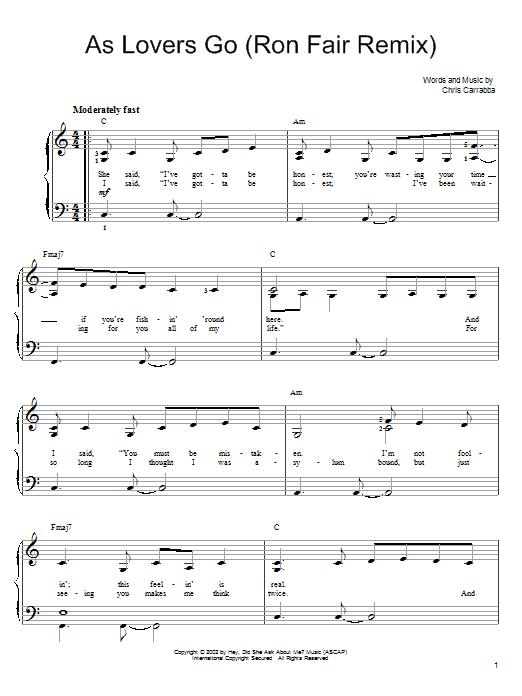 Download Dashboard Confessional As Lovers Go sheet music and printable PDF score & Pop music notes