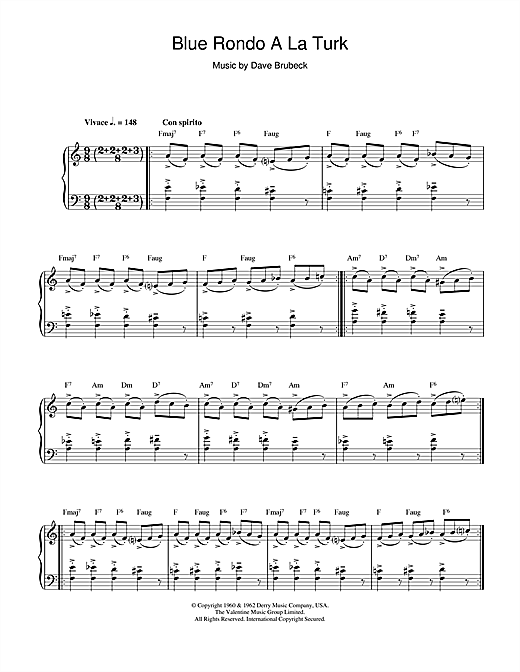 Preview Dave Brubeck Blue Rondo A La Turk Jazz sheet music, notes and chords for Piano, SKU: 114741 sheet music, piano notes, chords, guitar tabs, score, transpose, transcribe, how to play, guide, download, learn, tutorial, progression, song, artist, awards, billboard, mtv, vh1, tour, single, album, release