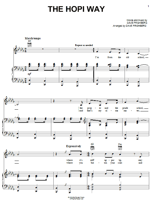 Preview Dave Frishberg The Hopi Way Pop sheet music, notes and chords for Piano, Vocal & Guitar (Right-Hand Melody), SKU: 51246 Download Dave Frishberg The Hopi Way sheet music and printable PDF score & Pop music notes