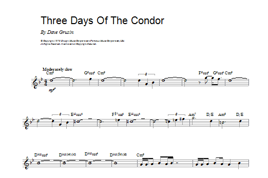 Download Dave Grusin Three Days Of The Condor sheet music and printable PDF score & Jazz music notes