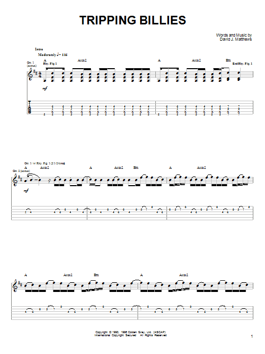 Preview Dave Matthews & Tim Reynolds Tripping Billies Rock sheet music, notes and chords for Guitar Tab, SKU: 72440 sheet music, piano notes, chords, guitar tabs, score, transpose, transcribe, how to play, guide, download, learn, tutorial, progression, song, artist, awards, billboard, mtv, vh1, tour, single, album, release