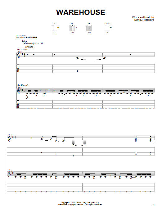 Preview Dave Matthews & Tim Reynolds Warehouse Rock sheet music, notes and chords for Guitar Tab, SKU: 72445 sheet music, piano notes, chords, guitar tabs, score, transpose, transcribe, how to play, guide, download, learn, tutorial, progression, song, artist, awards, billboard, mtv, vh1, tour, single, album, release