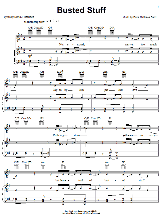 Preview Dave Matthews Band Busted Stuff Rock sheet music, notes and chords for Guitar Tab, SKU: 72472 sheet music, piano notes, chords, guitar tabs, score, transpose, transcribe, how to play, guide, download, learn, tutorial, progression, song, artist, awards, billboard, mtv, vh1, tour, single, album, release