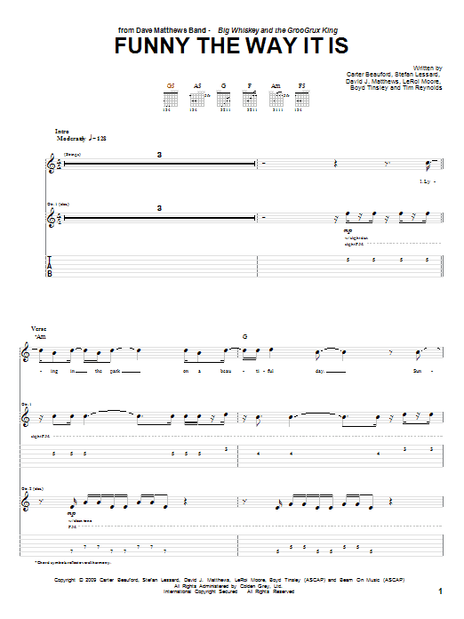 Download Dave Matthews Band Funny The Way It Is sheet music and printable PDF score & Rock music notes