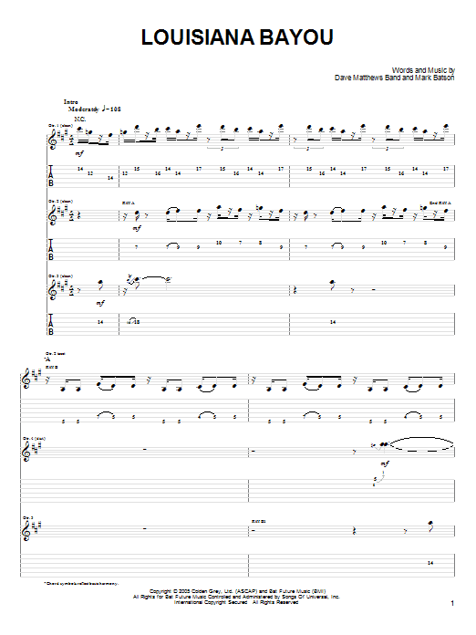 Preview Dave Matthews Band Louisiana Bayou Rock sheet music, notes and chords for Piano, Vocal & Guitar (Right-Hand Melody), SKU: 62444 sheet music, piano notes, chords, guitar tabs, score, transpose, transcribe, how to play, guide, download, learn, tutorial, progression, song, artist, awards, billboard, mtv, vh1, tour, single, album, release