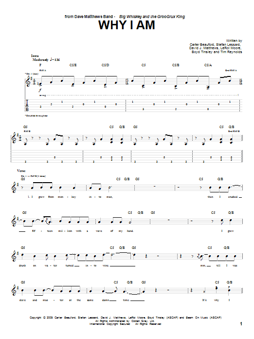 Download Dave Matthews Band Why I Am sheet music and printable PDF score & Rock music notes