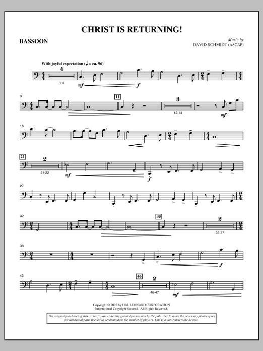 David Schmidt Christ Is Returning! - Bassoon Sheet Music & Chords for Choir Instrumental Pak - Download or Print PDF