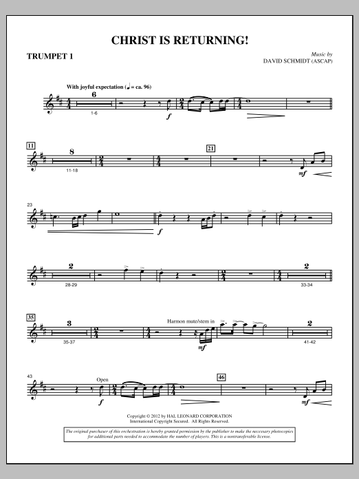 David Schmidt Christ Is Returning! - Bb Trumpet 1 Sheet Music & Chords for Choir Instrumental Pak - Download or Print PDF