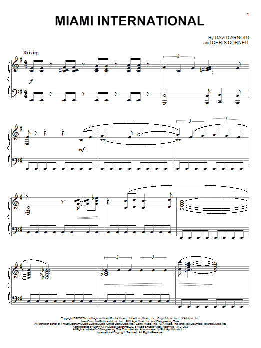 Preview David Arnold Miami International Film and TV sheet music, notes and chords for Piano, SKU: 62693 sheet music, piano notes, chords, guitar tabs, score, transpose, transcribe, how to play, guide, download, learn, tutorial, progression, song, artist, awards, billboard, mtv, vh1, tour, single, album, release