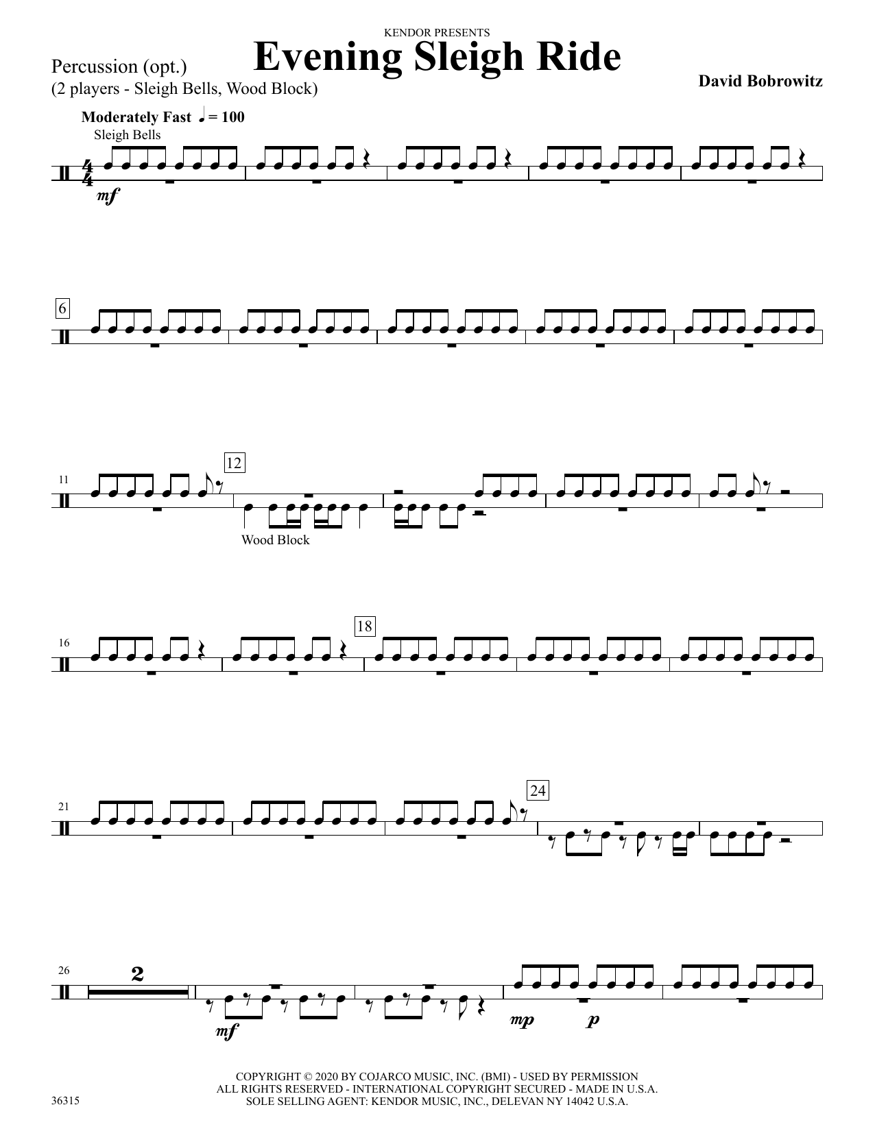 Preview David Bobrowitz Evening Sleigh Ride - Percussion Holiday sheet music, notes and chords for Orchestra, SKU: 458280 Download David Bobrowitz Evening Sleigh Ride - Percussion sheet music and printable PDF score & Holiday music notes