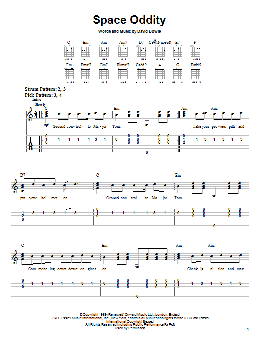 Preview David Bowie Space Oddity Rock sheet music, notes and chords for Lyrics & Chords, SKU: 47701 sheet music, piano notes, chords, guitar tabs, score, transpose, transcribe, how to play, guide, download, learn, tutorial, progression, song, artist, awards, billboard, mtv, vh1, tour, single, album, release