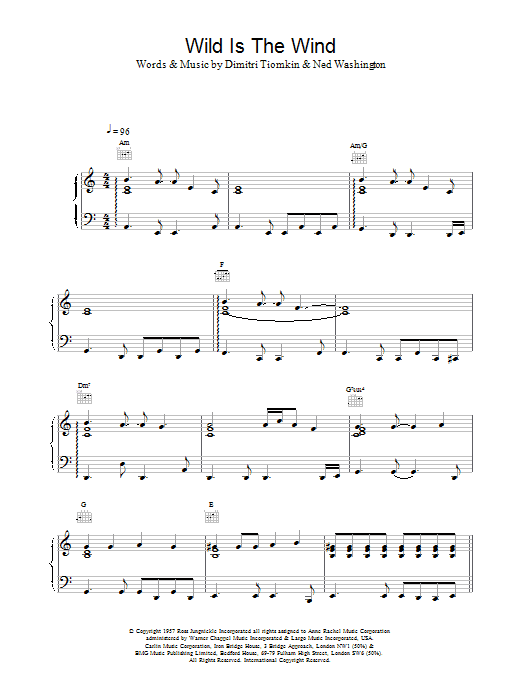 Preview David Bowie Wild Is The Wind Rock sheet music, notes and chords for Piano, Vocal & Guitar, SKU: 13877 Download David Bowie Wild Is The Wind sheet music and printable PDF score & Rock music notes