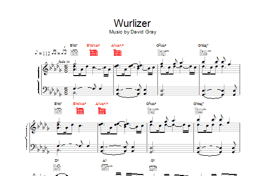 Download David Gray Wurlizer sheet music and printable PDF score & Rock music notes