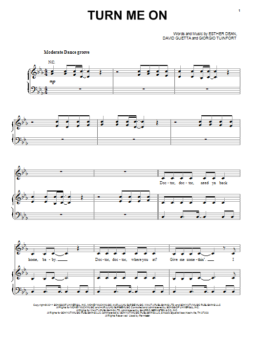Preview David Guetta Turn Me On (feat. Nicki Minaj) Pop sheet music, notes and chords for Piano, Vocal & Guitar (Right-Hand Melody), SKU: 113837 sheet music, piano notes, chords, guitar tabs, score, transpose, transcribe, how to play, guide, download, learn, tutorial, progression, song, artist, awards, billboard, mtv, vh1, tour, single, album, release
