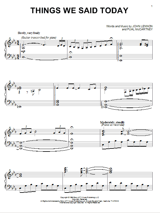 Preview David Lanz Things We Said Today Pop sheet music, notes and chords for Piano, SKU: 78159 Download David Lanz Things We Said Today sheet music and printable PDF score & Pop music notes