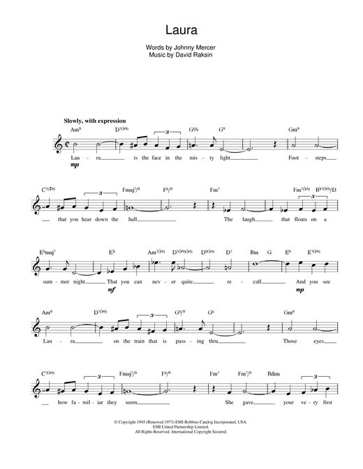 Preview David Raksin Laura Pop sheet music, notes and chords for Melody Line, Lyrics & Chords, SKU: 14085 sheet music, piano notes, chords, guitar tabs, score, transpose, transcribe, how to play, guide, download, learn, tutorial, progression, song, artist, awards, billboard, mtv, vh1, tour, single, album, release