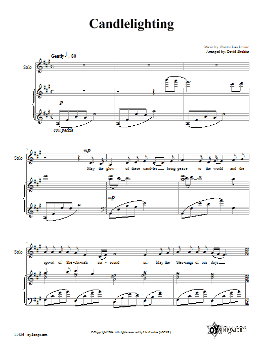 Preview David Shukiar Candlelighting Choral sheet music, notes and chords for 2-Part Choir, SKU: 65935 Download David Shukiar Candlelighting sheet music and printable PDF score & Choral music notes