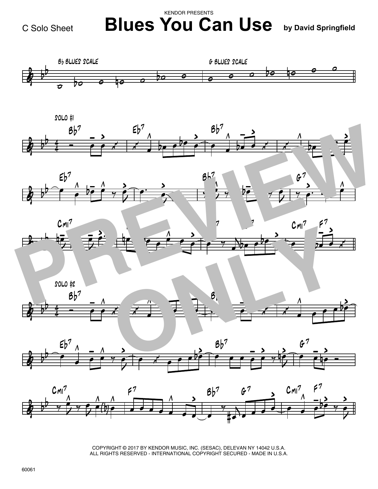 Preview David Springfield Blues You Can Use - Solo Sheet - Trumpet Jazz sheet music, notes and chords for Jazz Ensemble, SKU: 380156 Download David Springfield Blues You Can Use - Solo Sheet - Trumpet sheet music and printable PDF score & Jazz music notes
