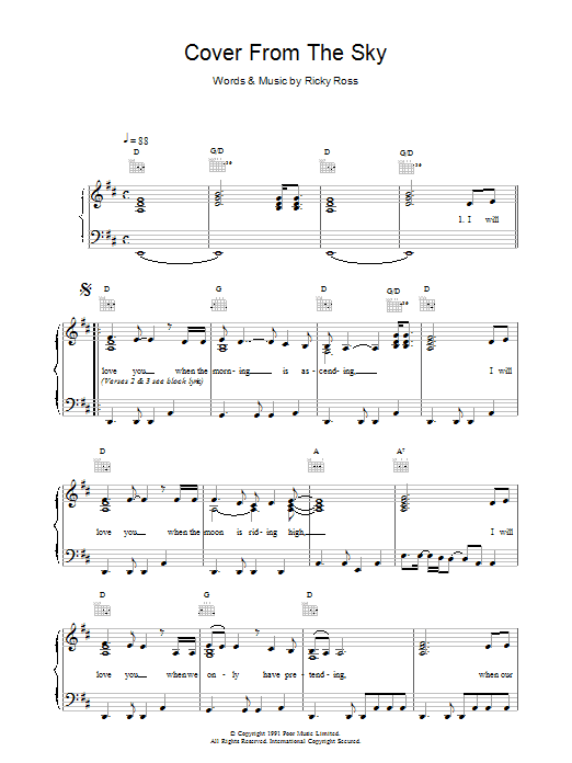 Download Deacon Blue Cover From The Sky sheet music and printable PDF score & Rock music notes