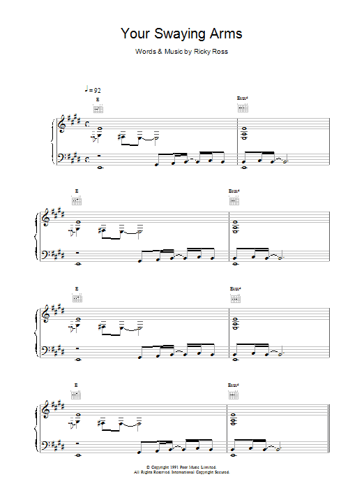 Download Deacon Blue Your Swaying Arms sheet music and printable PDF score & Rock music notes