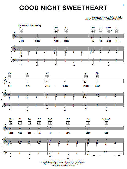 Download Dean Martin Good Night Sweetheart sheet music and printable PDF score & Jazz music notes