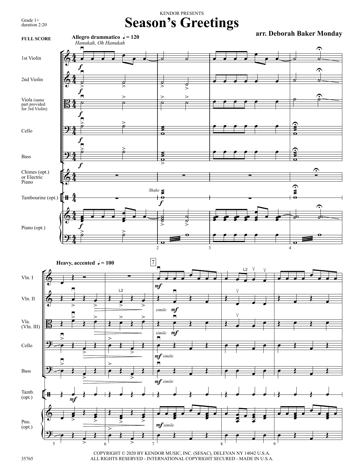Download Deborah Baker Monday Season's Greetings - Full Score sheet music and printable PDF score & Holiday music notes