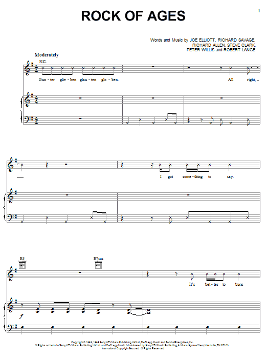 Download Def Leppard Rock Of Ages sheet music and printable PDF score & Pop music notes
