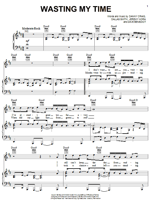 Preview Default Wasting My Time Rock sheet music, notes and chords for Easy Guitar, SKU: 21664 Download Default Wasting My Time sheet music and printable PDF score & Rock music notes