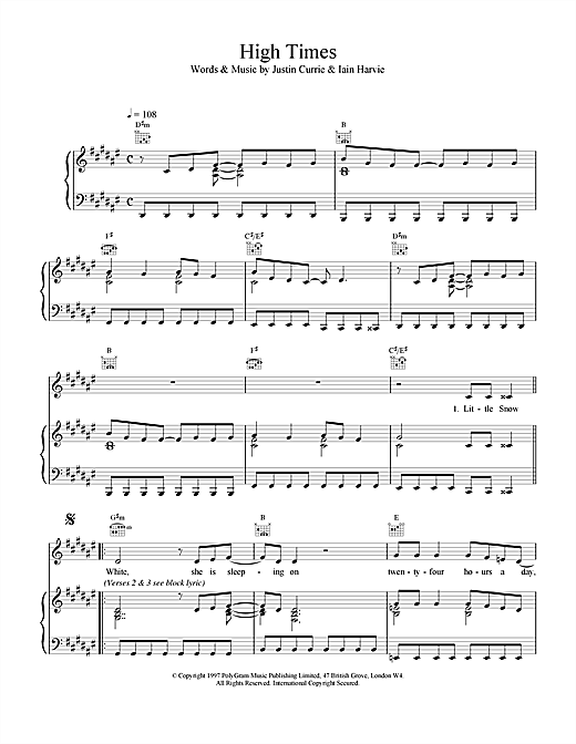Preview Del Amitri High Times Rock sheet music, notes and chords for Piano, Vocal & Guitar (Right-Hand Melody), SKU: 17519 sheet music, piano notes, chords, guitar tabs, score, transpose, transcribe, how to play, guide, download, learn, tutorial, progression, song, artist, awards, billboard, mtv, vh1, tour, single, album, release