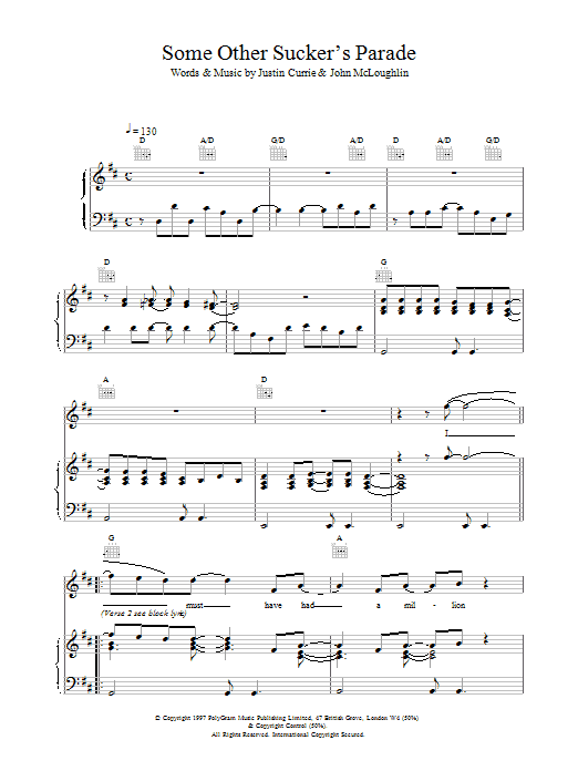 Download Del Amitri Some Other Sucker's Parade sheet music and printable PDF score & Rock music notes